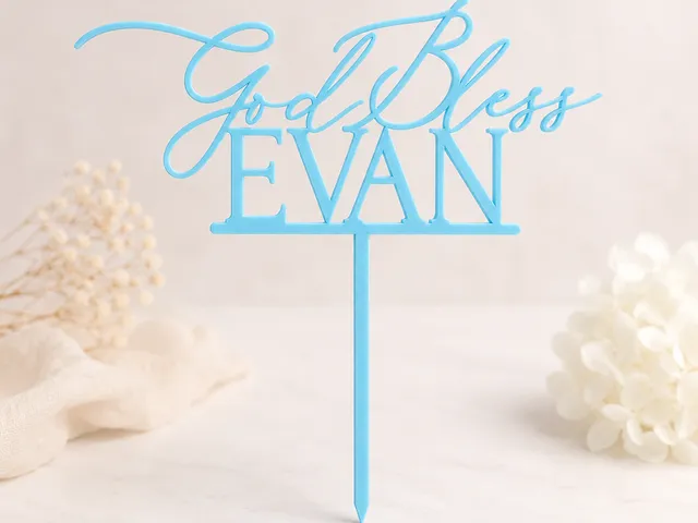 God Bless Evan cake topper