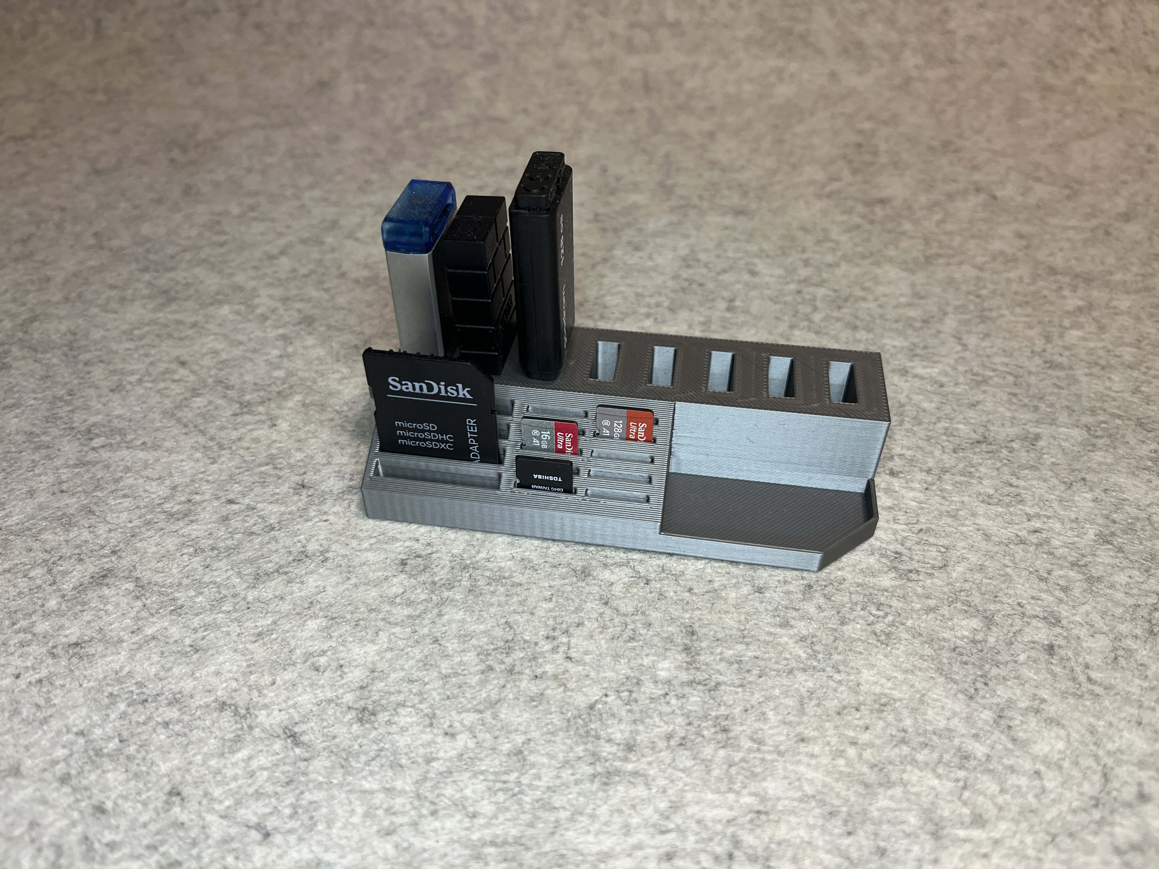 USB, MicroSD and SD card holder