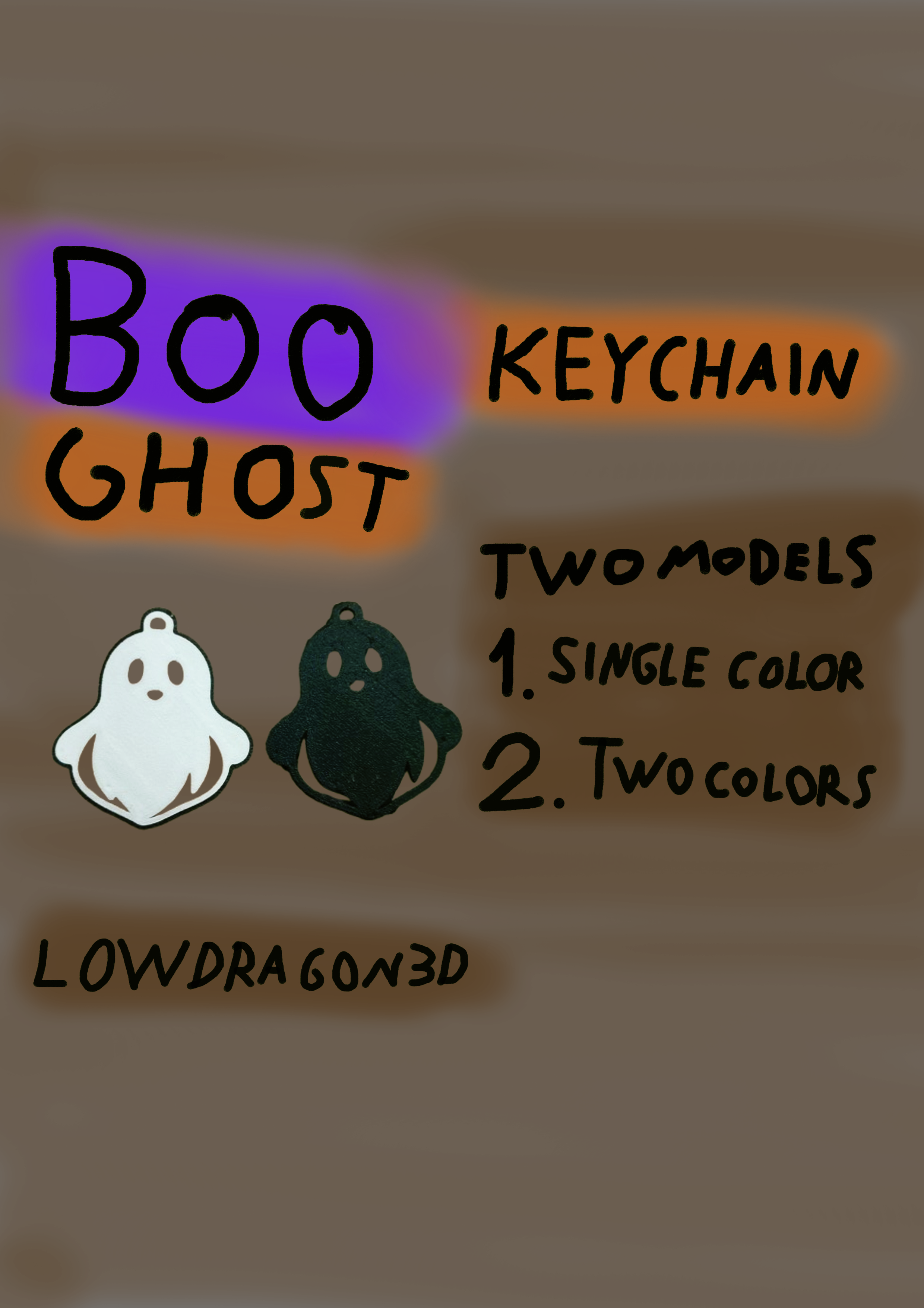 Boo Ghost Keychain – Simple & Dual Color Versions