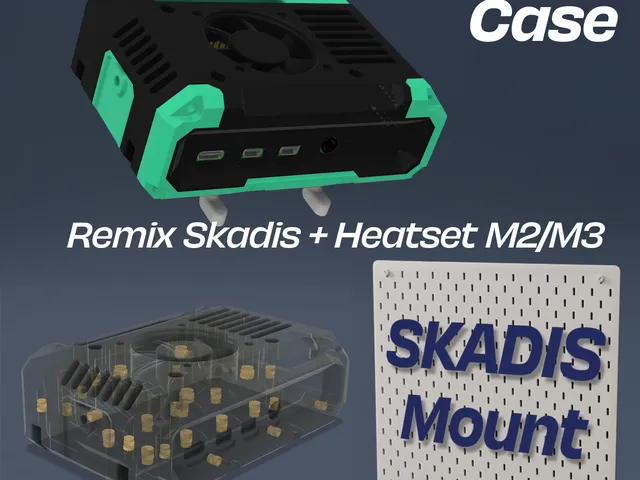 Raspberry Pi 4 Case Remixed for Skadis Mount & Heatset inserts