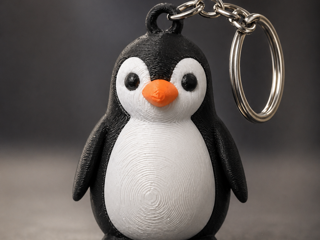 Cute Penguin Keychain – Multicolor 3D Print