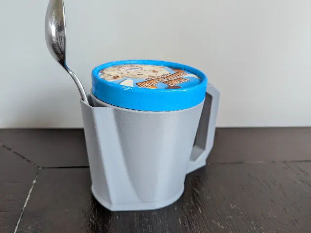 Pint-ish Ice Cream Container Holder w/Spoon Holder