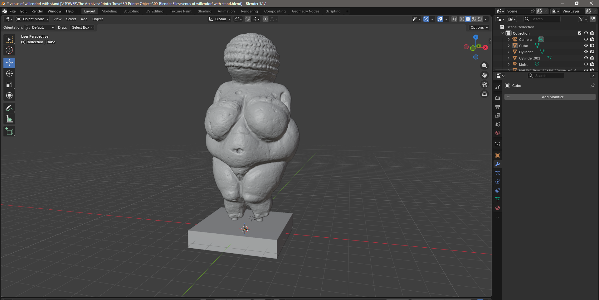 Venus of Willendorf with Supportive Stand v1