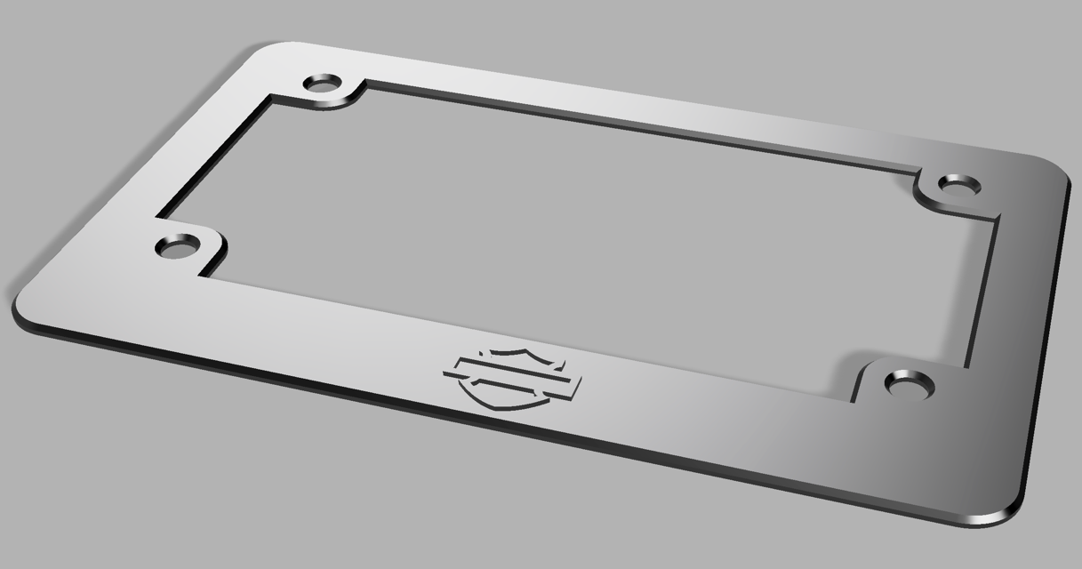 Motorcycle License Plate Frame with Shield