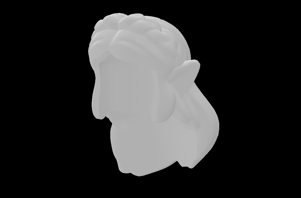 Lego Compatible (105004.dat) Minifig Hair Long and Wavy with Center Part and Braided Headband with Molded Light Pointed Ears Pattern