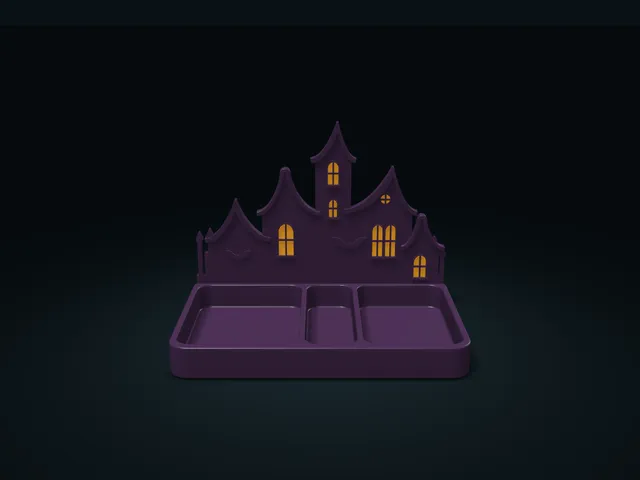 Gothic Haunted House Organizer Tray with Window Inserts