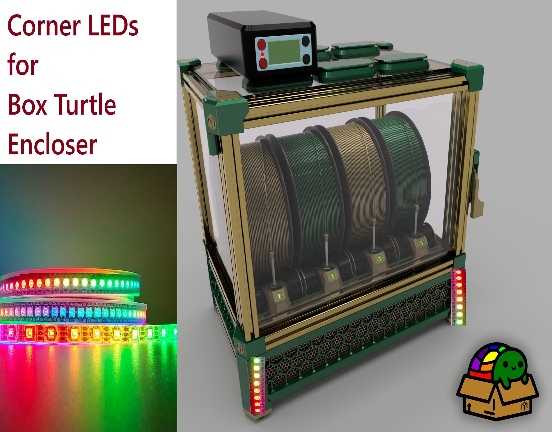 Box Turtle Encloser Corner LED barf