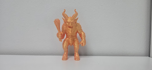 Golden Furry Krampus with Rods Holiday Figure