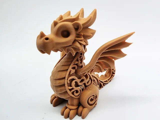 Wood-Carved Cute Dragon