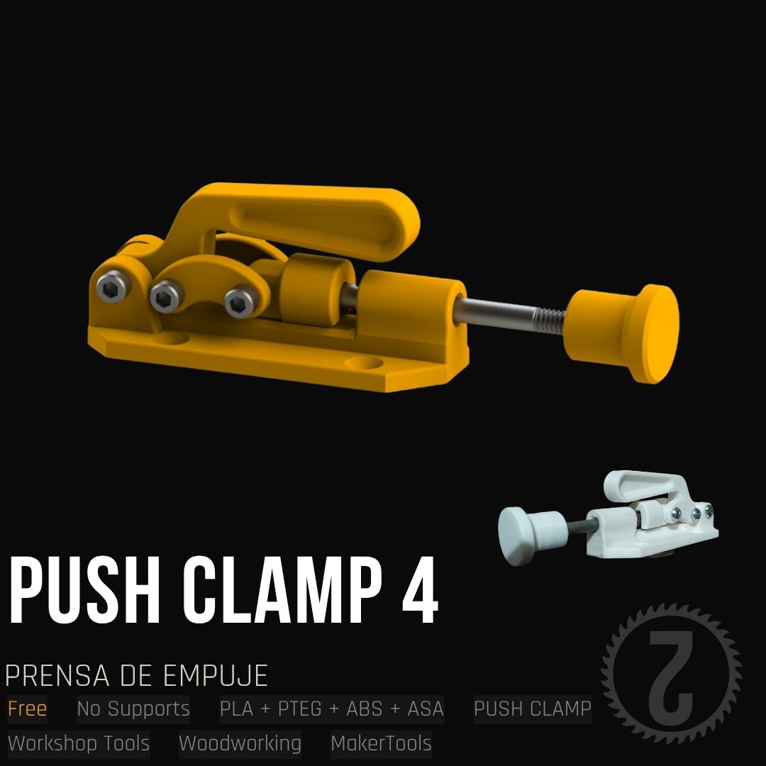 3D Printable Push Clamp for Woodworking | Prensa de empuje imprimible en 3D para carpintería