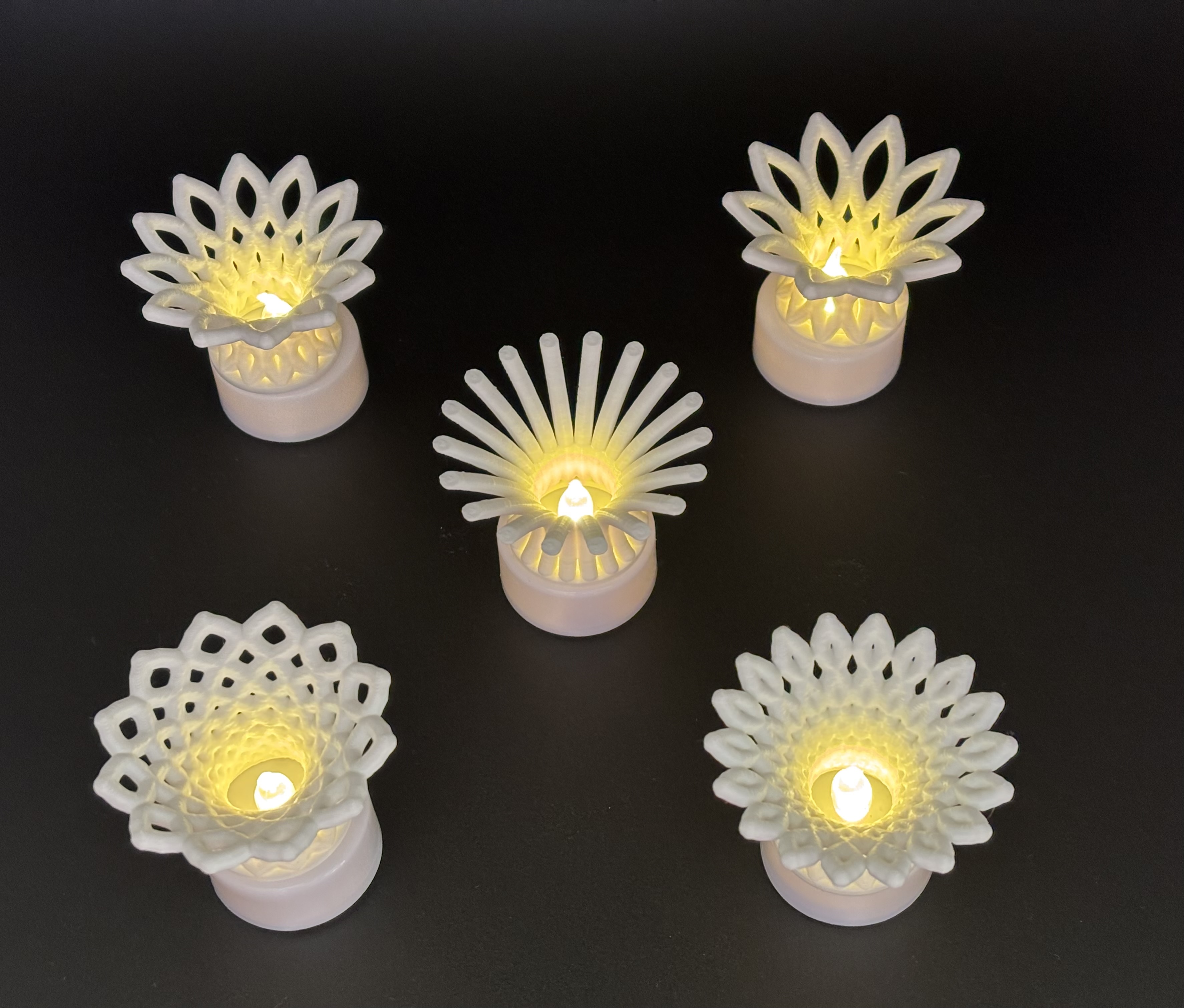 Tea Light Toppers Geometric Cover Accents Set - Multiple Designs of Elegant Decor