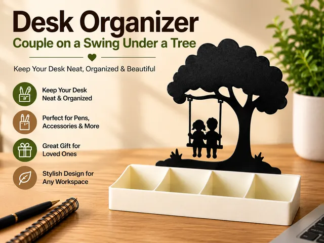 Desk Organizer Couple on a Swing Under a Tree