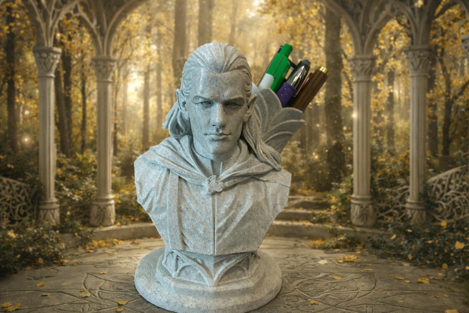 Legolas Bust Pen Holder – LOTR Quiver Desk Organizer