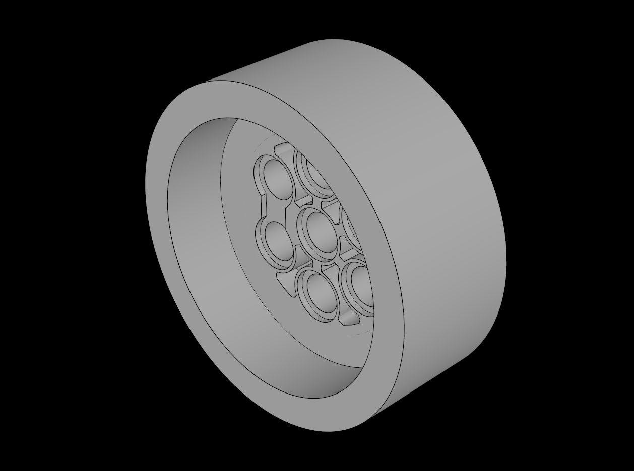 Lego Compatible (68327.dat) Wheel 16 x 40 with  7 Pin Holes