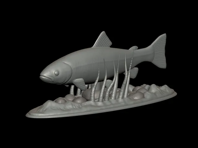 Trout Statue with Base