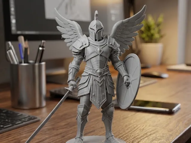 warrior angel with sword and shield
