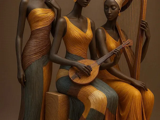 African girls with musical instruments