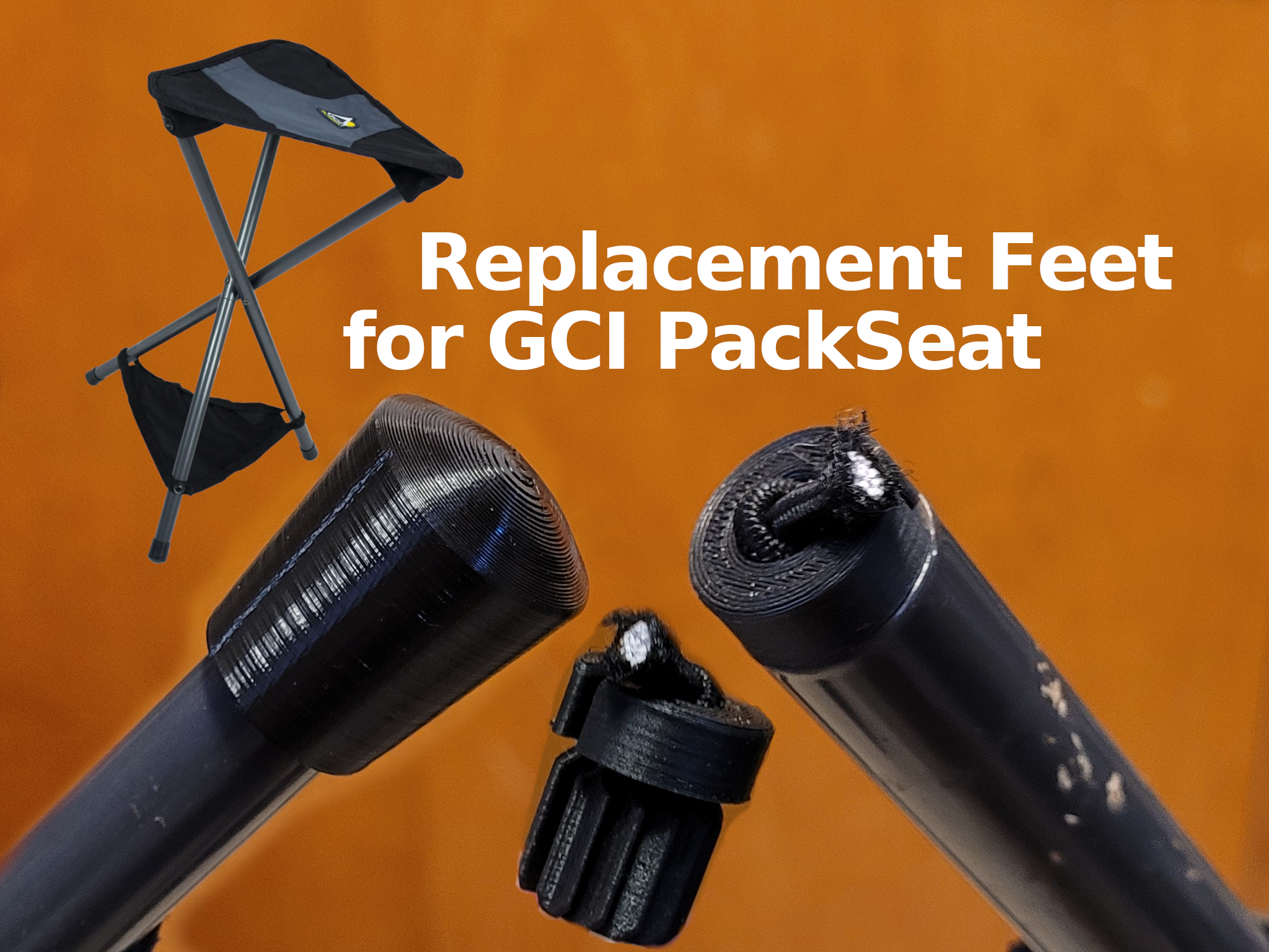 Replacement Feet & Bungee Retainers for GCI PackSeat (Tripod Chair)