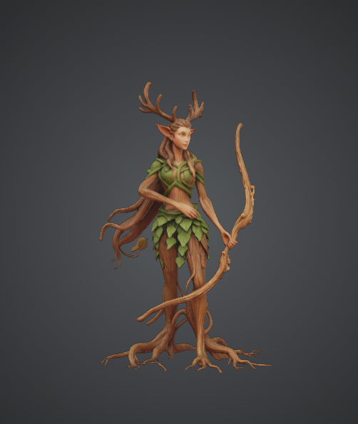 Forest Dryad Archer – Woodland Spirit with Antlers