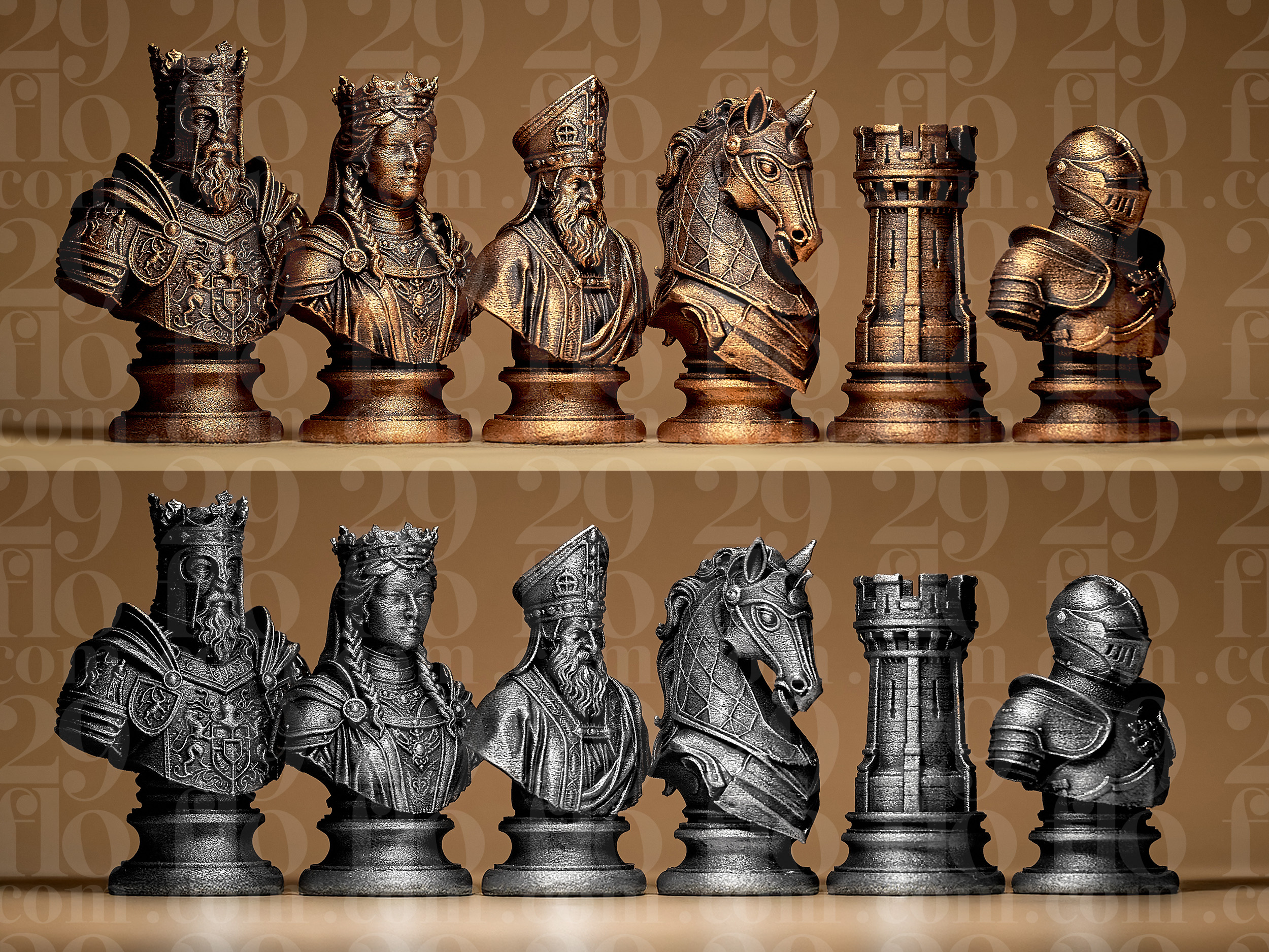 Chess Set Medieval Stylized