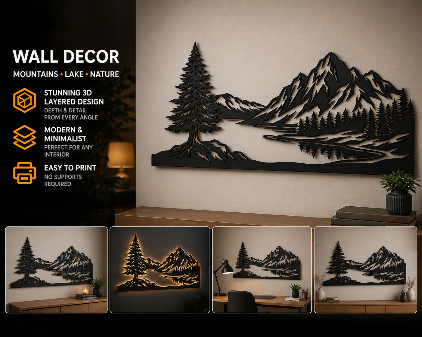V2 Mountain landscape modern design wall decoration