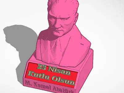 23 Nisan Kutlu Olsun Yazılı Atatürk Büstü