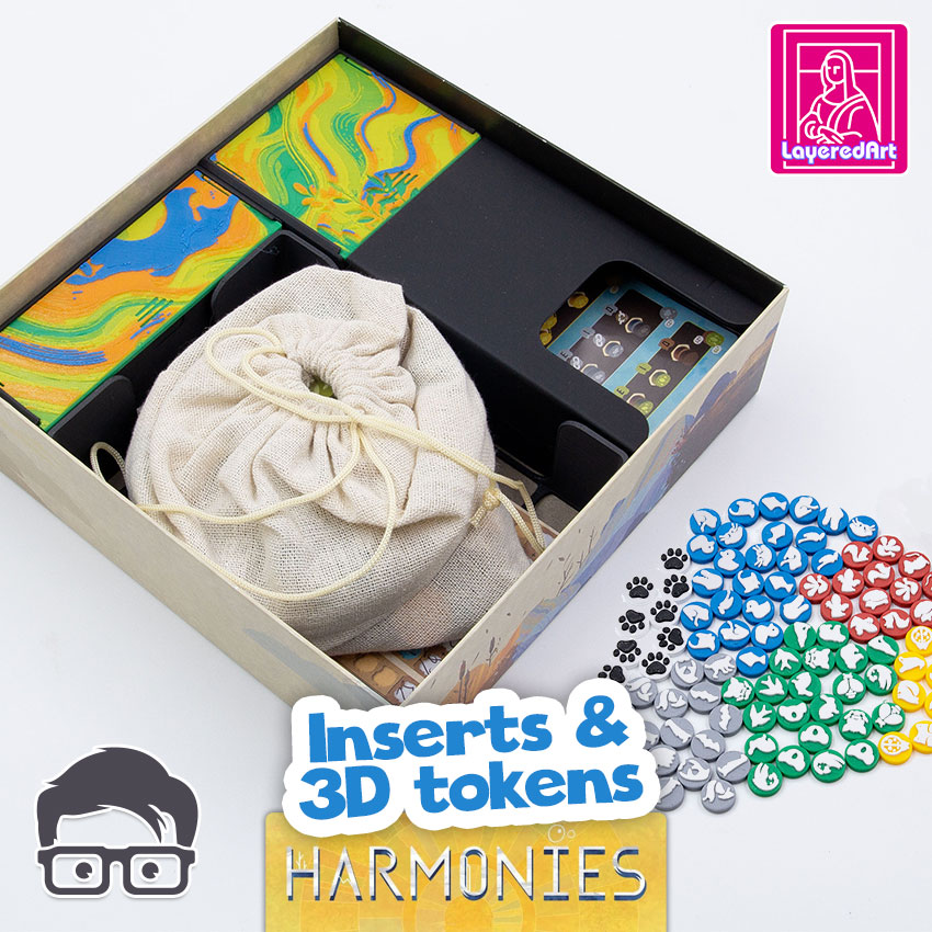 Inserts / Organizer for Harmonies plus upgraded animal tokens by am-media.biz