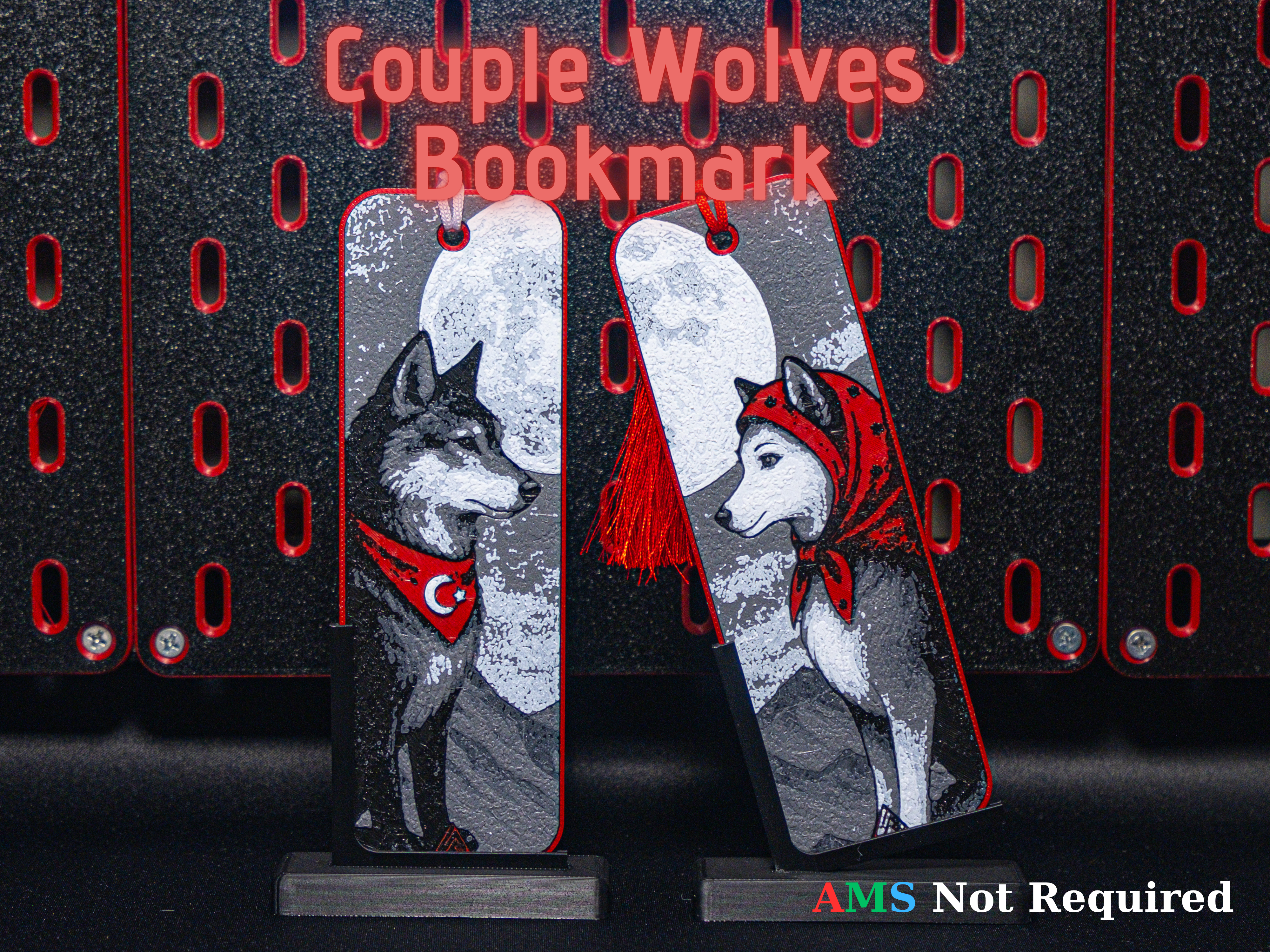 Romantic Wolf Couple - Hueforge Bookmarks
