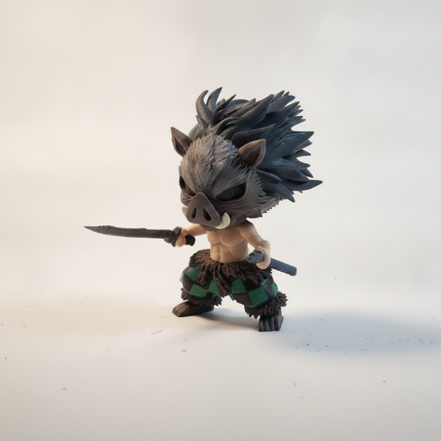 Chibi Inosuke Hashibira From Demon Slayer Shirtless With Boar Mask V2 Figurine 3D Printable