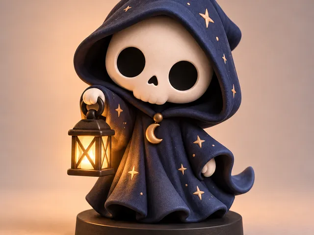 Cute Starry Ghost with Lantern – Spooky Halloween Figurine