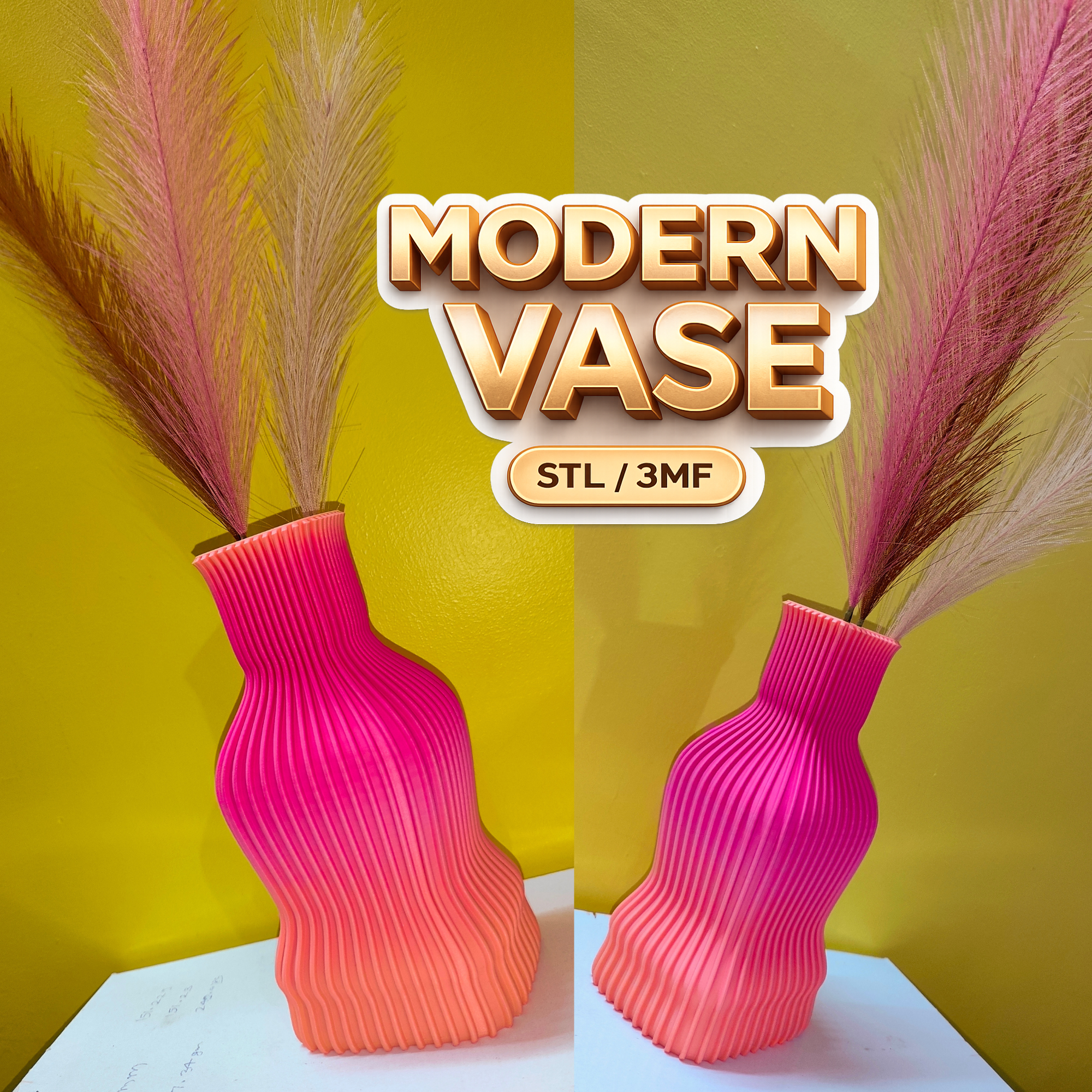 Rounded Rectangle Ribbed vase 3dprint file | No Support | FDM Friendly | Home Décor
