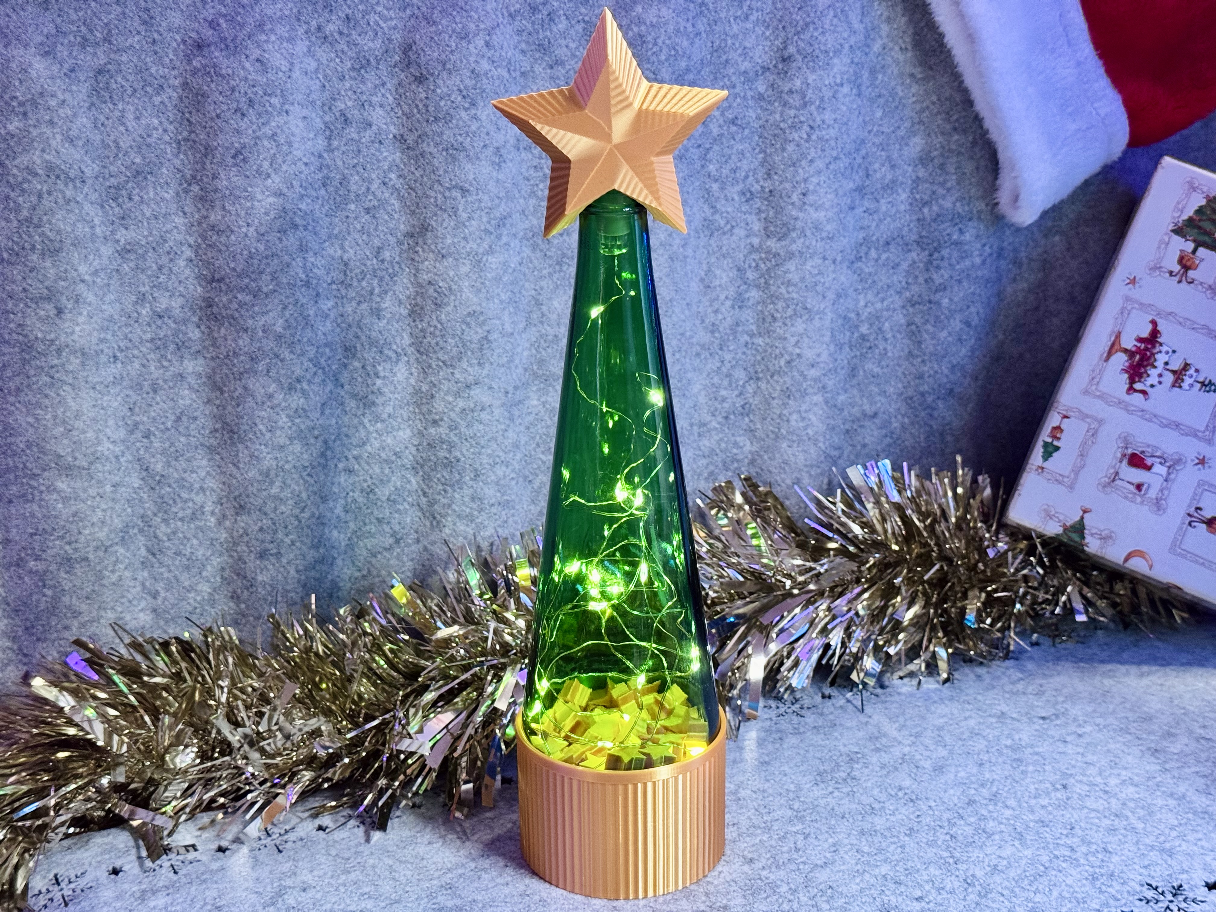 Bottle Desk Christmas Tree with Fairy Lights