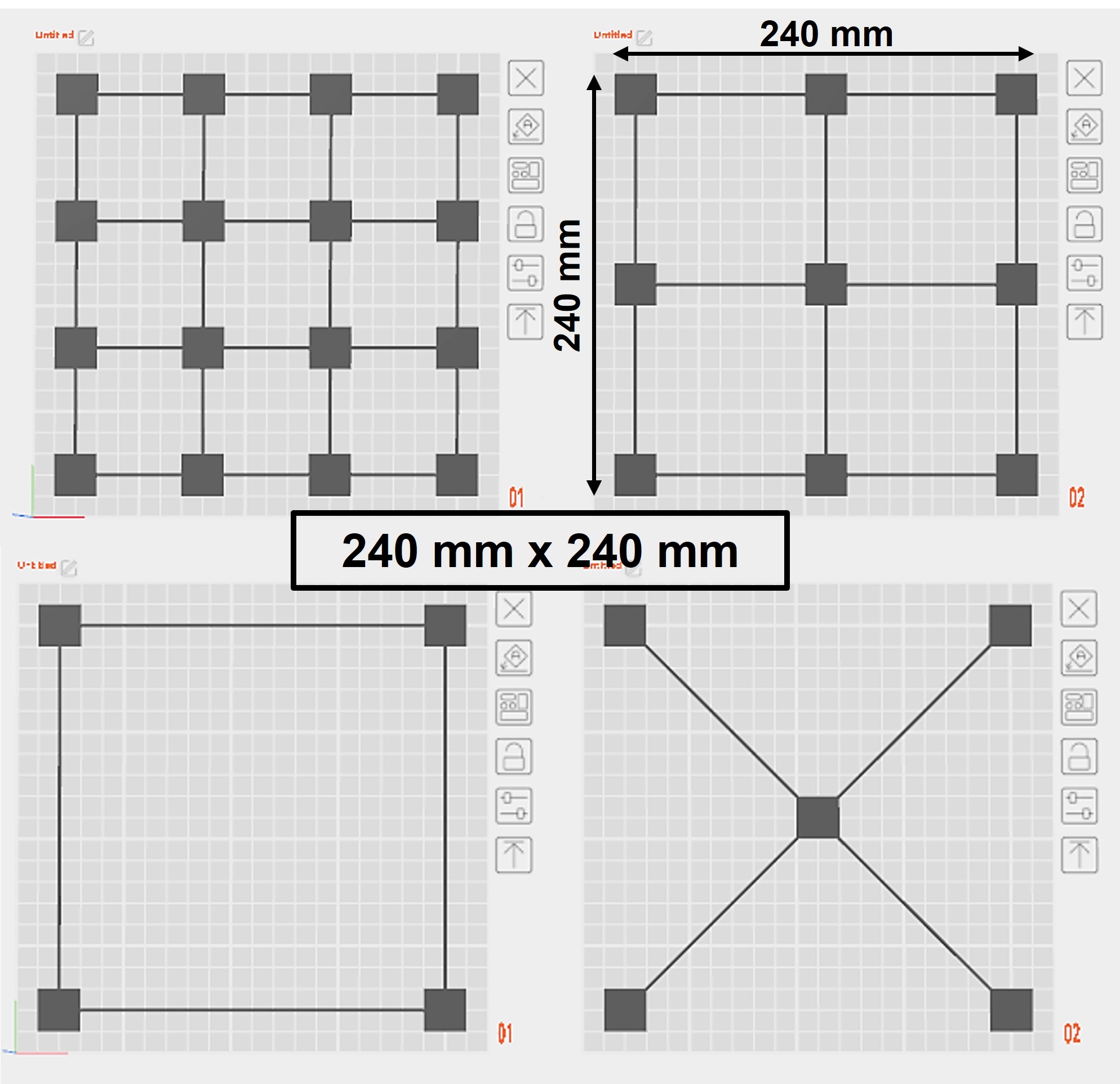 Bed leveling (size: 240mm x 240mm)