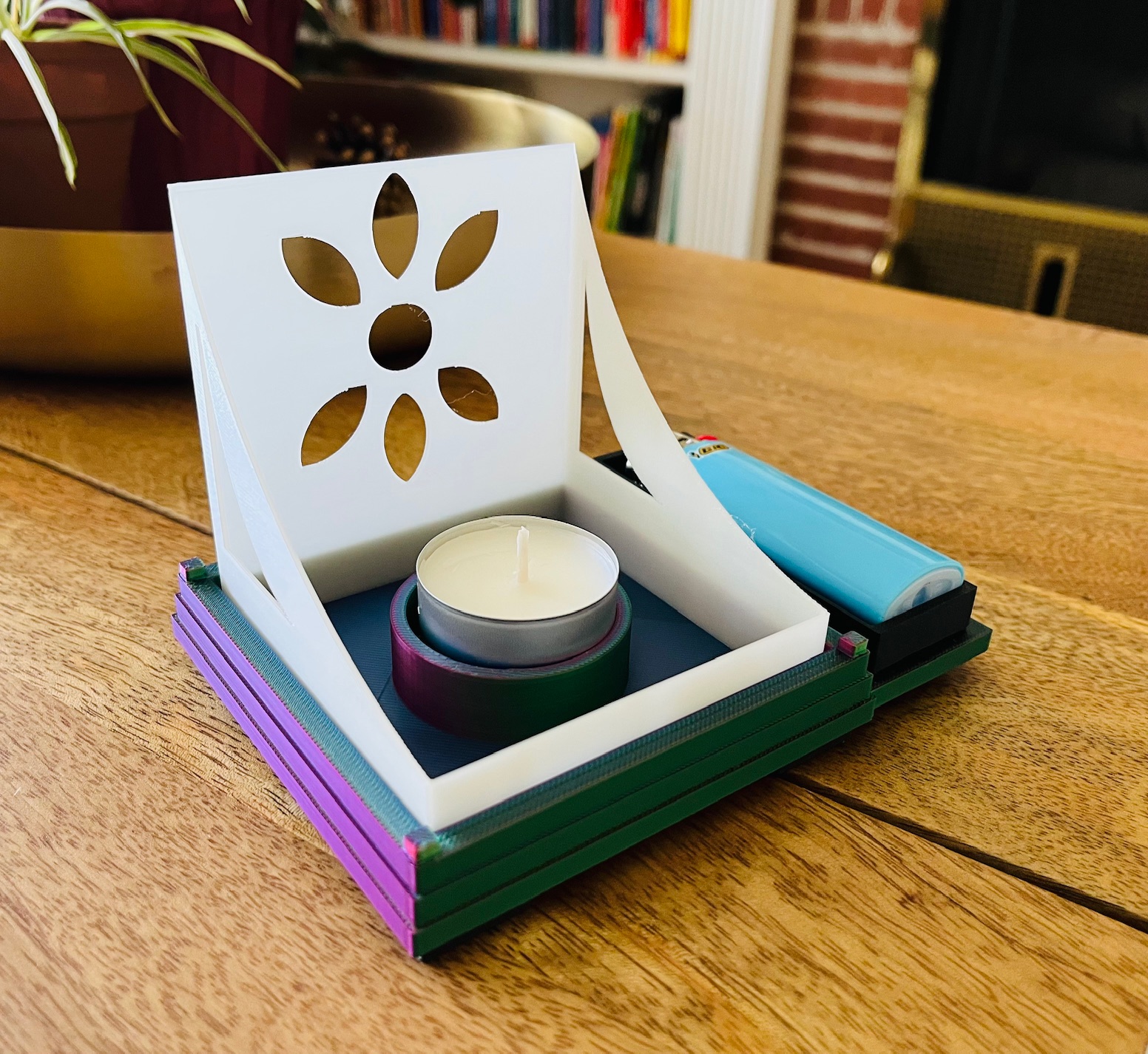 Candle Holder with Lighter Holder