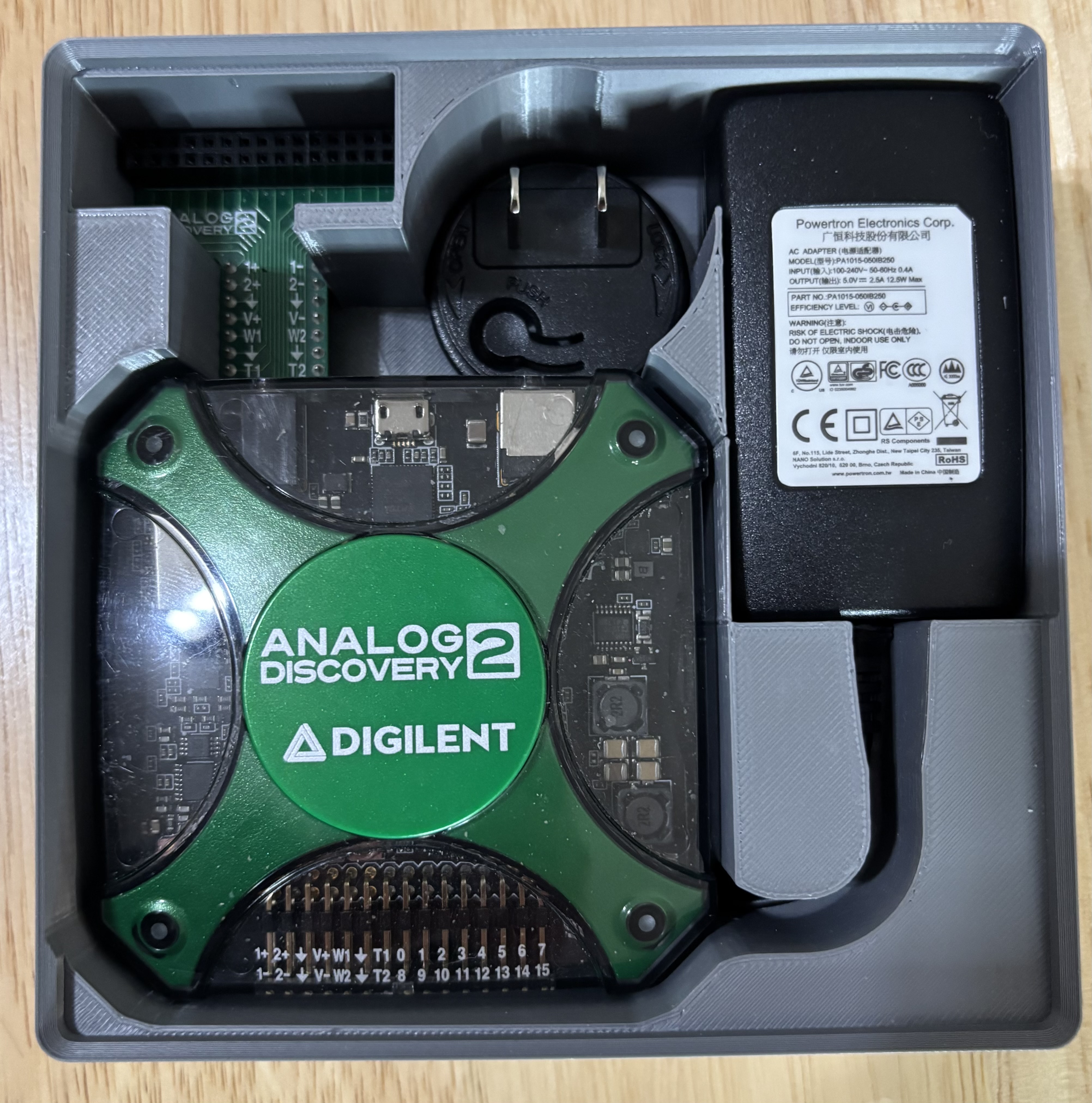 Gridfinity Holder for Analog Discovery 2 + accessories