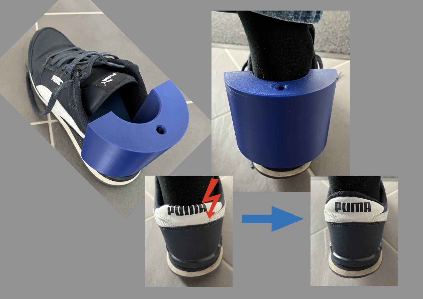 Spezial-Schuhanzieher mit Führung für den Hinterriemen / Special Shoe Horn with Counter Lining Guide