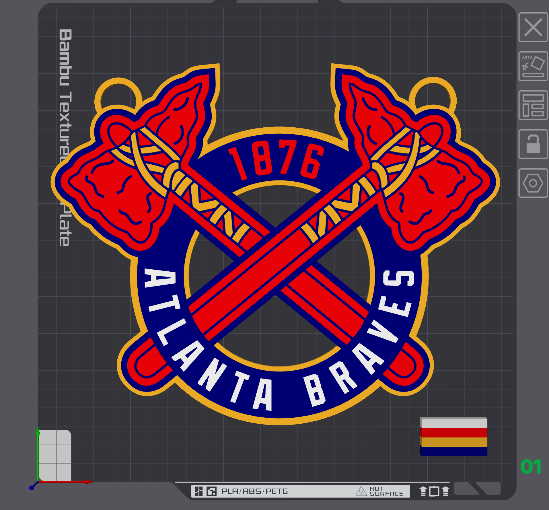 Atlanta Braves Crossed Tomahawks Oversized Necklace Logo