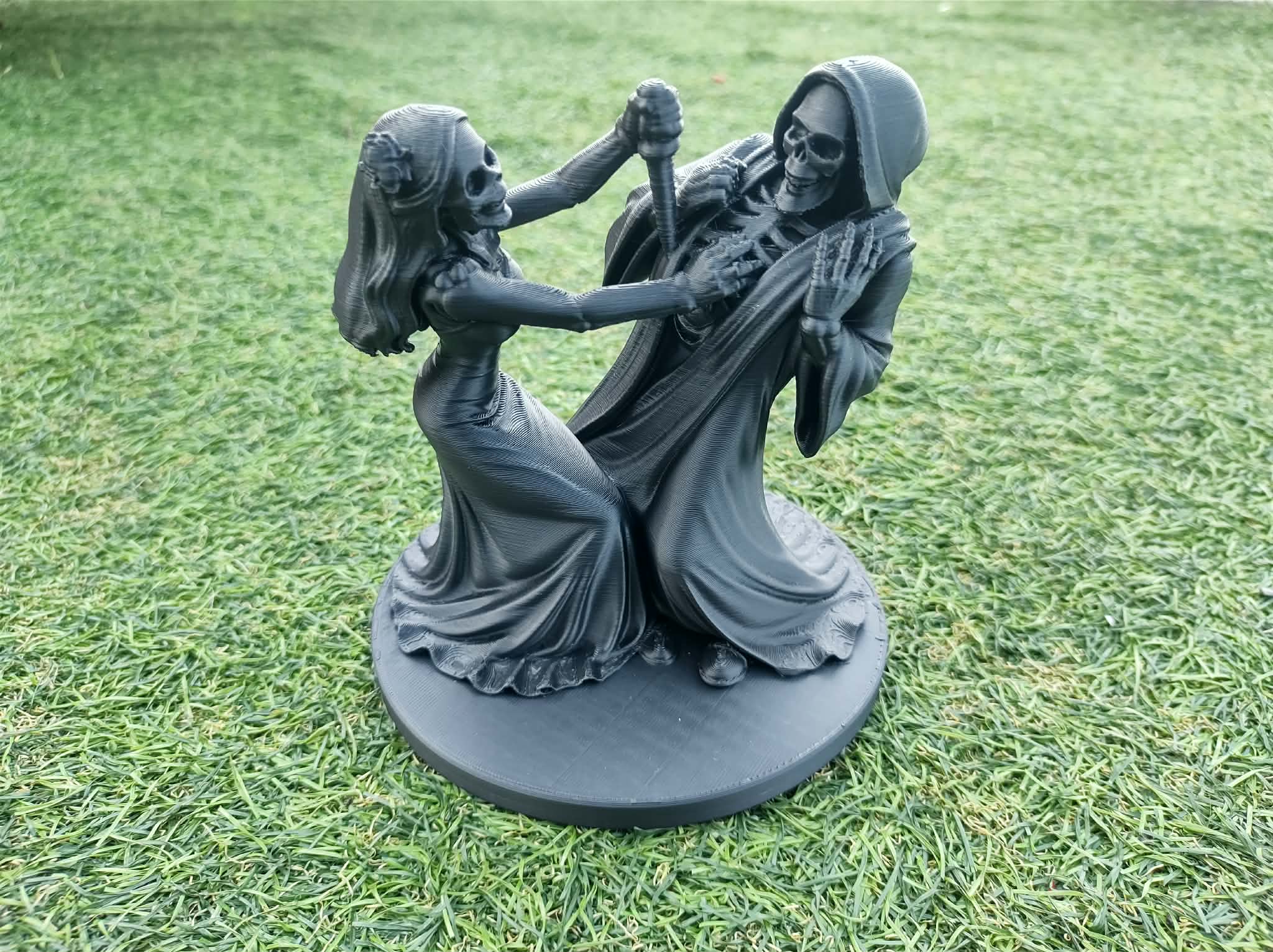 Eternal Embrace Skeleton Lovers Play Dagger Dance Figurine