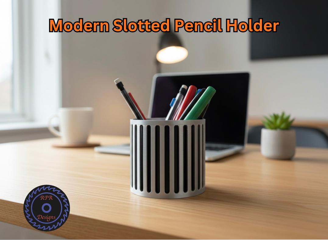Slotted Pencil Cup - Modern Desk Organizer