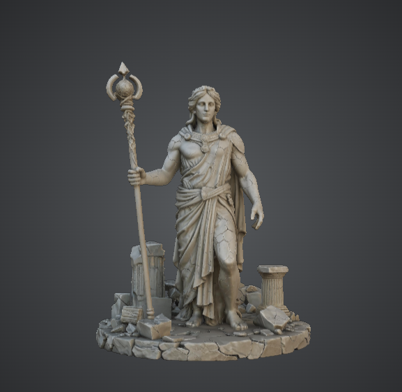 Ancient God Statue – Mythical Deity with Staff