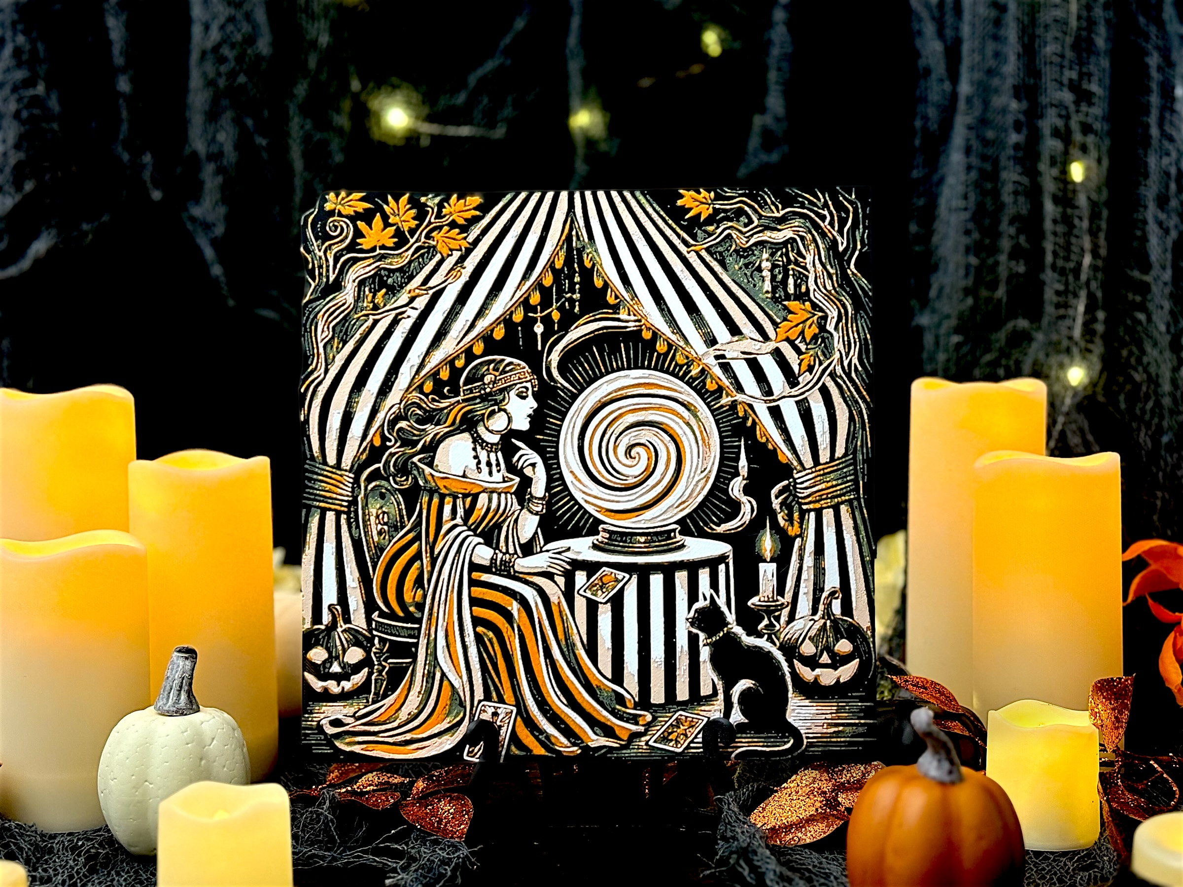 “Whispers of the Crystal Veil” – Halloween Fortune Teller Hueforge