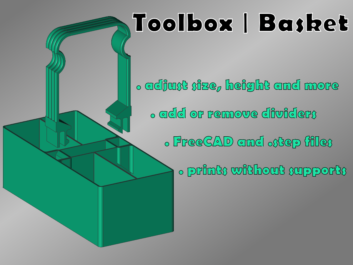 Toolbox Caddy Organizer parametric FreeCAD