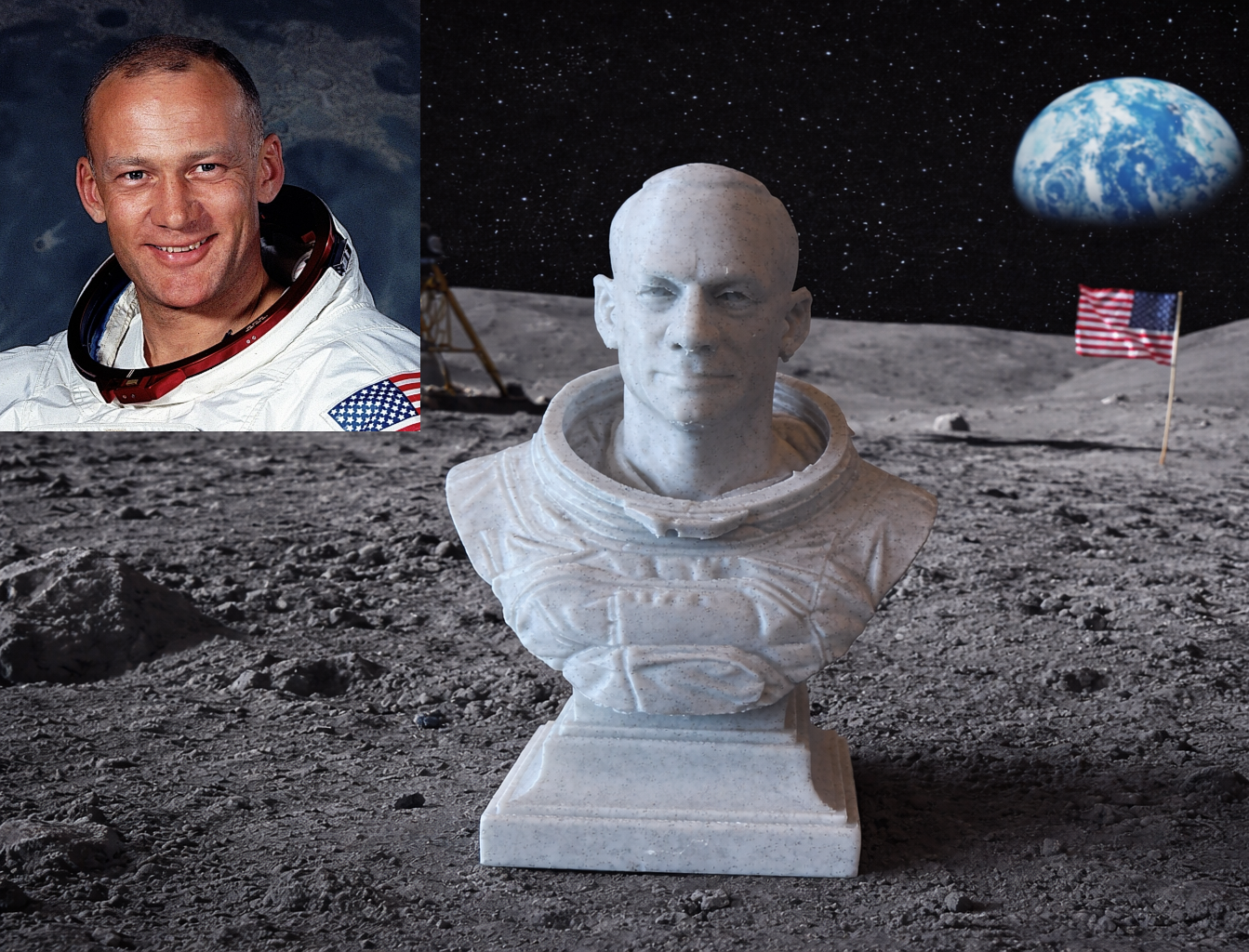 Buzz Edwin Eugene Aldrin Jr. — Bust 3D model by Julien Mairy