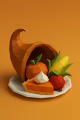 Thanksgiving cornucopia low poly