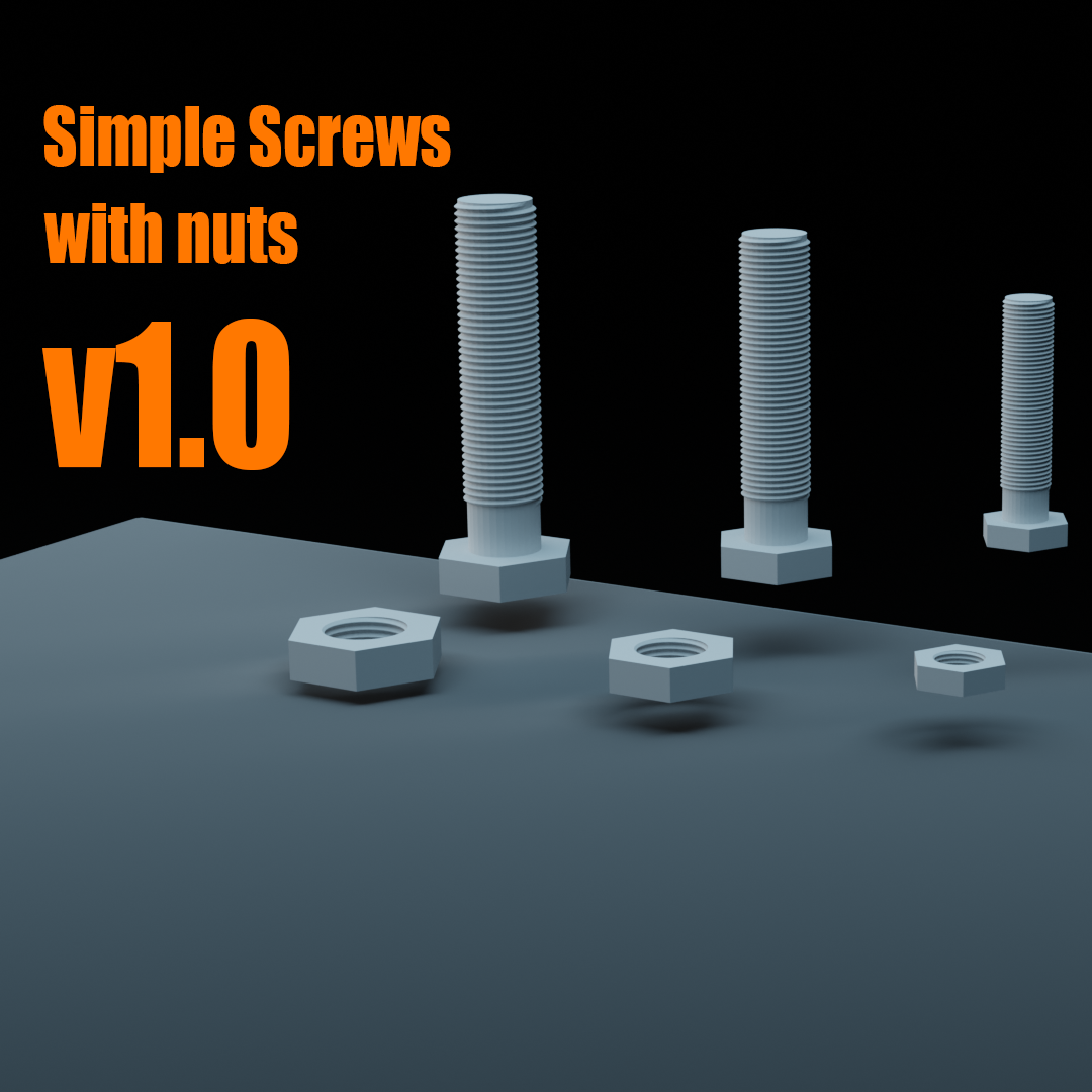Simple Screws set of 3 with nuts (ETP) fully Customizable No support