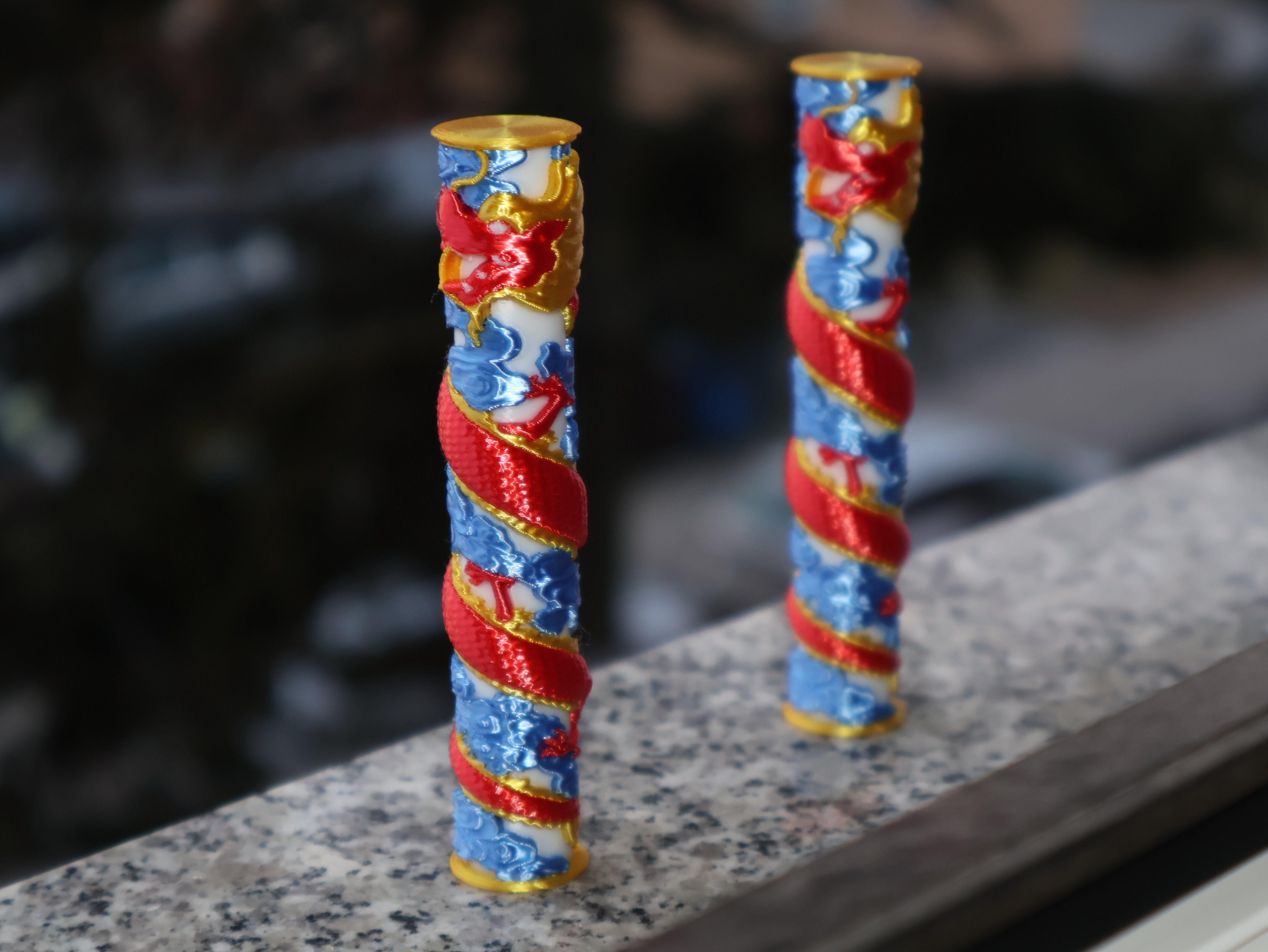 Chinese Dragon Spiral Pillar