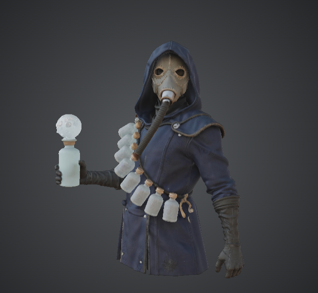 Plague Alchemist Bust – Gothic Apothecary with Gas Mask