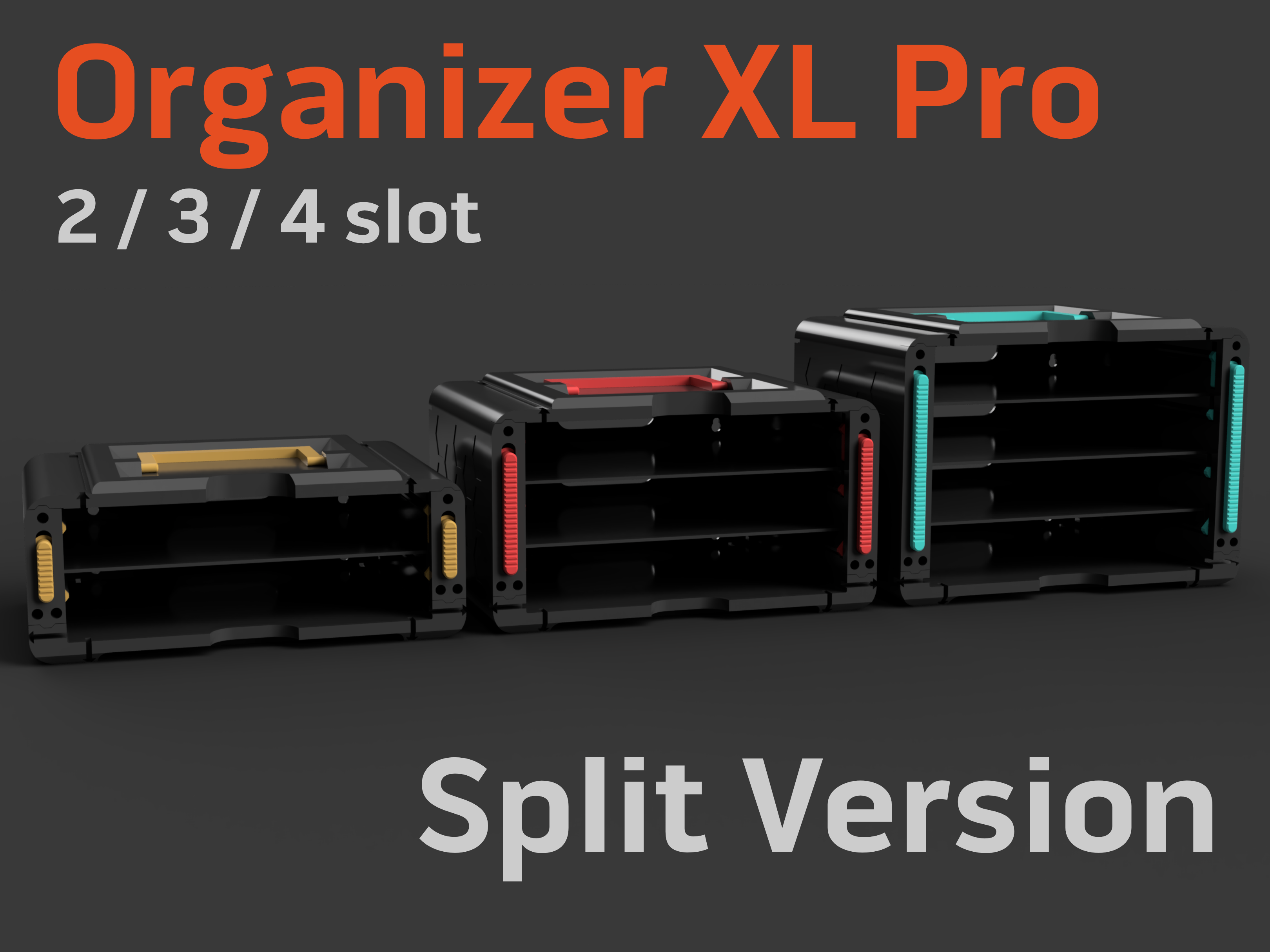 Organizer Box XL Pro 2-3 Slot Holder | With Split Version 3D model thumbnail