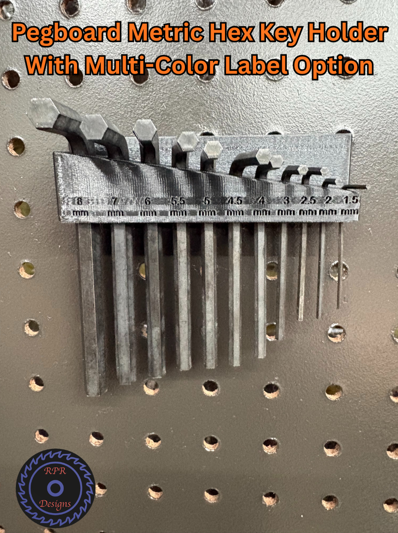 Pegboard Metric Hex Key Holder | Multi-Color Label