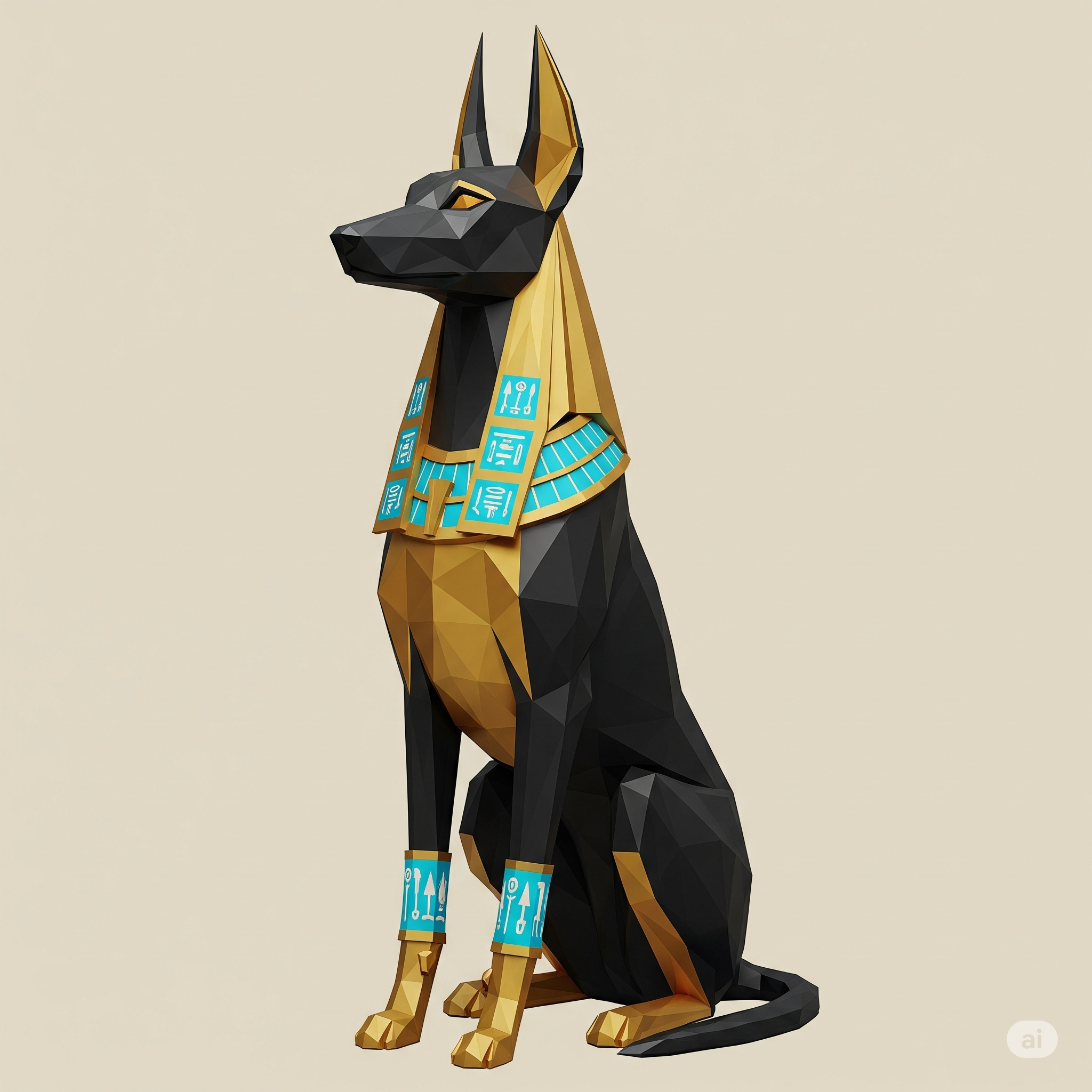 Low Poly Ancient Egyptian Pharaoh Hound